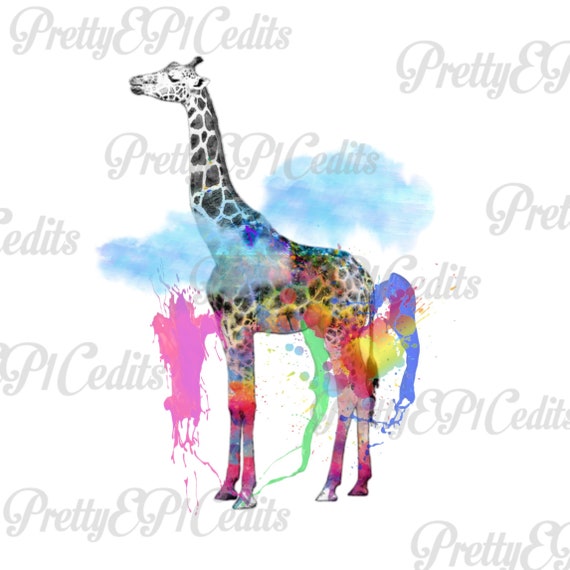 Download Png Watercolor Giraffe Giraffe Art Head In The Clouds Etsy
