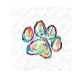 Impression de patte, patte peinte, dessins d'autocollants, dessins de sublimation, téléchargement numérique, PNG, JPG.