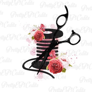 Sewing Bobbin and scissors, sewing decals, digital download, clip art, PNG, JPG.