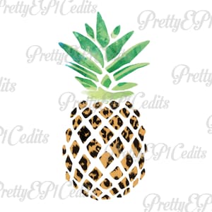 Leopard pineapple, cheetah pineapple, watercolor digital download, clip art, PNG, JPG