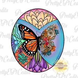 Stained glass butterfly file,  Vintage Monarch butterfly, Watercolor butterfly art, digital download, clip art, PNG, JPG