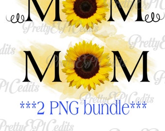 2 PNG Mamma, girasole, acquerello, festa della mamma, download digitale