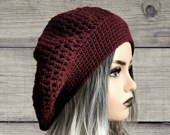 Green Knit hat and scarf set knit accessories Beret crocheted Basque Beret Hat French Wool Beret