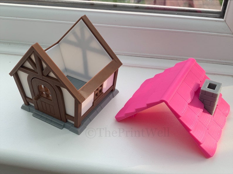 Animal Crossing Style House Keepsake Box / Display Piece 3D Printed PLA Plastic Custom Roof Colours Gift image 2