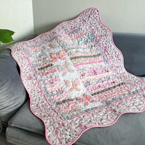Schmetterling Applikation als Babydecke: Pastel Patchwork