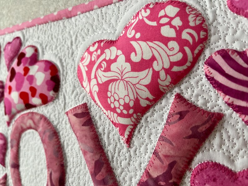 Handmade Love Quilted Wall Hanging – Appliqué Trapunto Art, 16x40 - Etsy