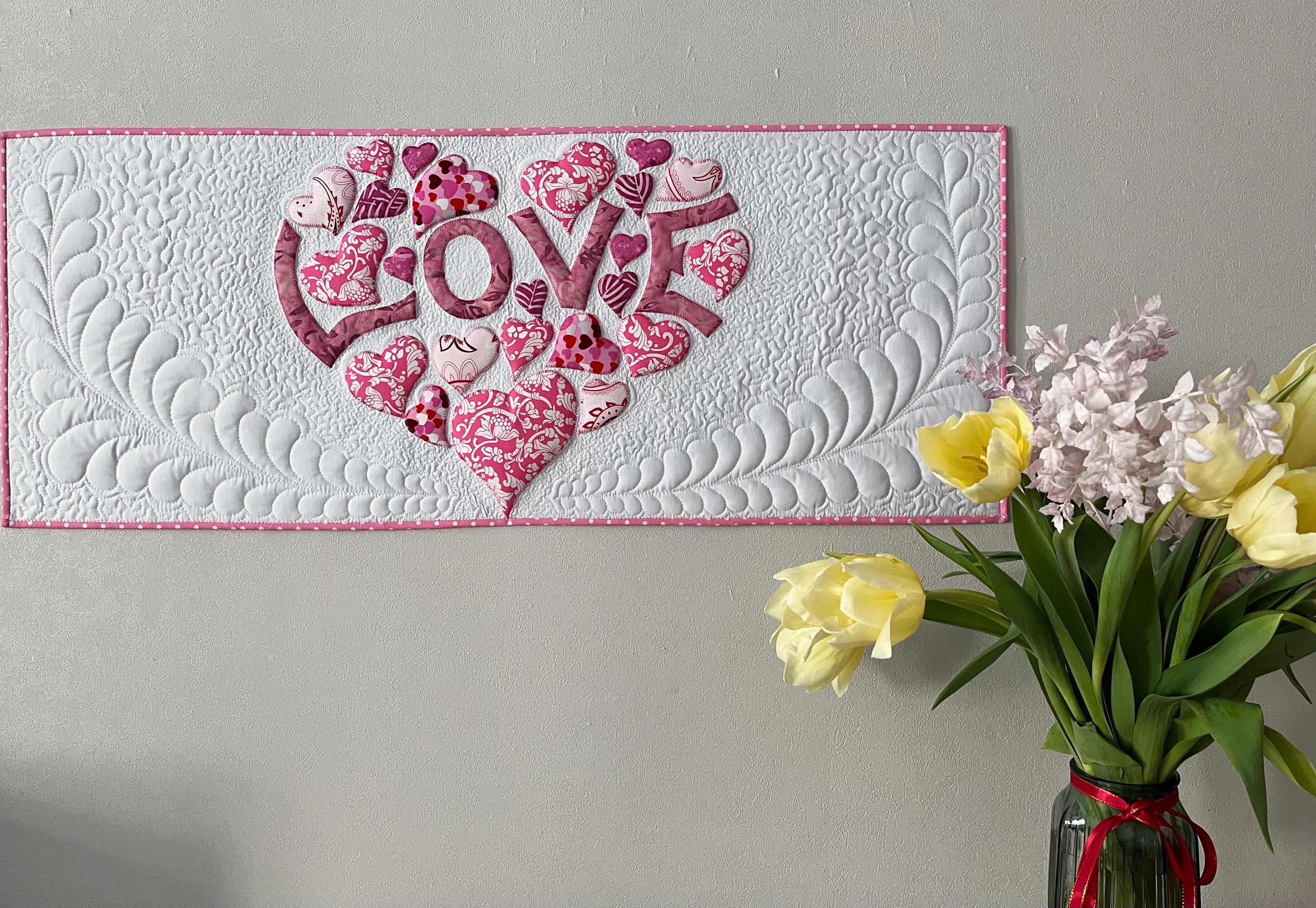 Handmade Love Quilted Wall Hanging – Appliqué Trapunto Art, 16x40 - Etsy