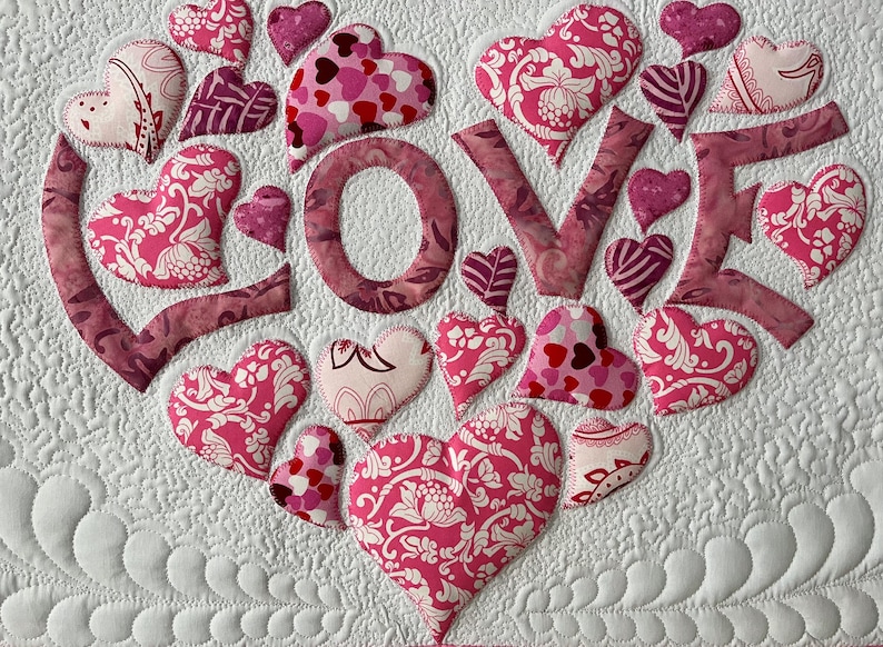 Handmade Love Quilted Wall Hanging – Appliqué Trapunto Art, 16x40 - Etsy