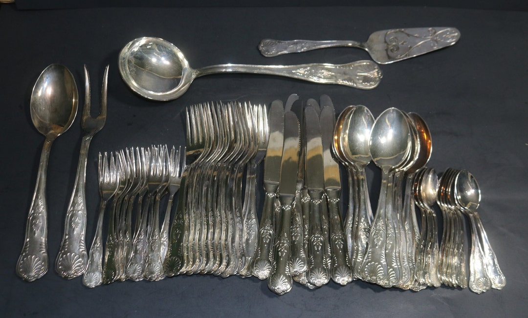 52 Pieces Italy EP Zinc Silverplate Silverware Set Etsy