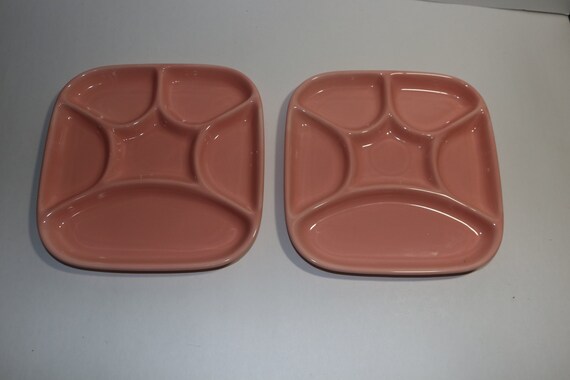 Set of 2  Japan Pink  Divided  Fondue Plates