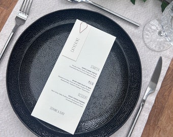 Menu and Place Card Matching Set with Gold Teardrop Paperclip for Wedding Reception - Neutral and Minimalistic