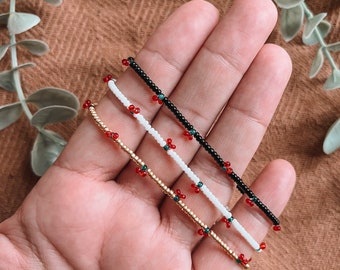 Cherries Beaded Bracelet | Cherry Beaded Bracelets | Seed Beads | Indigenous | Aesthetic | Cute | Tik Tok | Gift | Kid + Adult