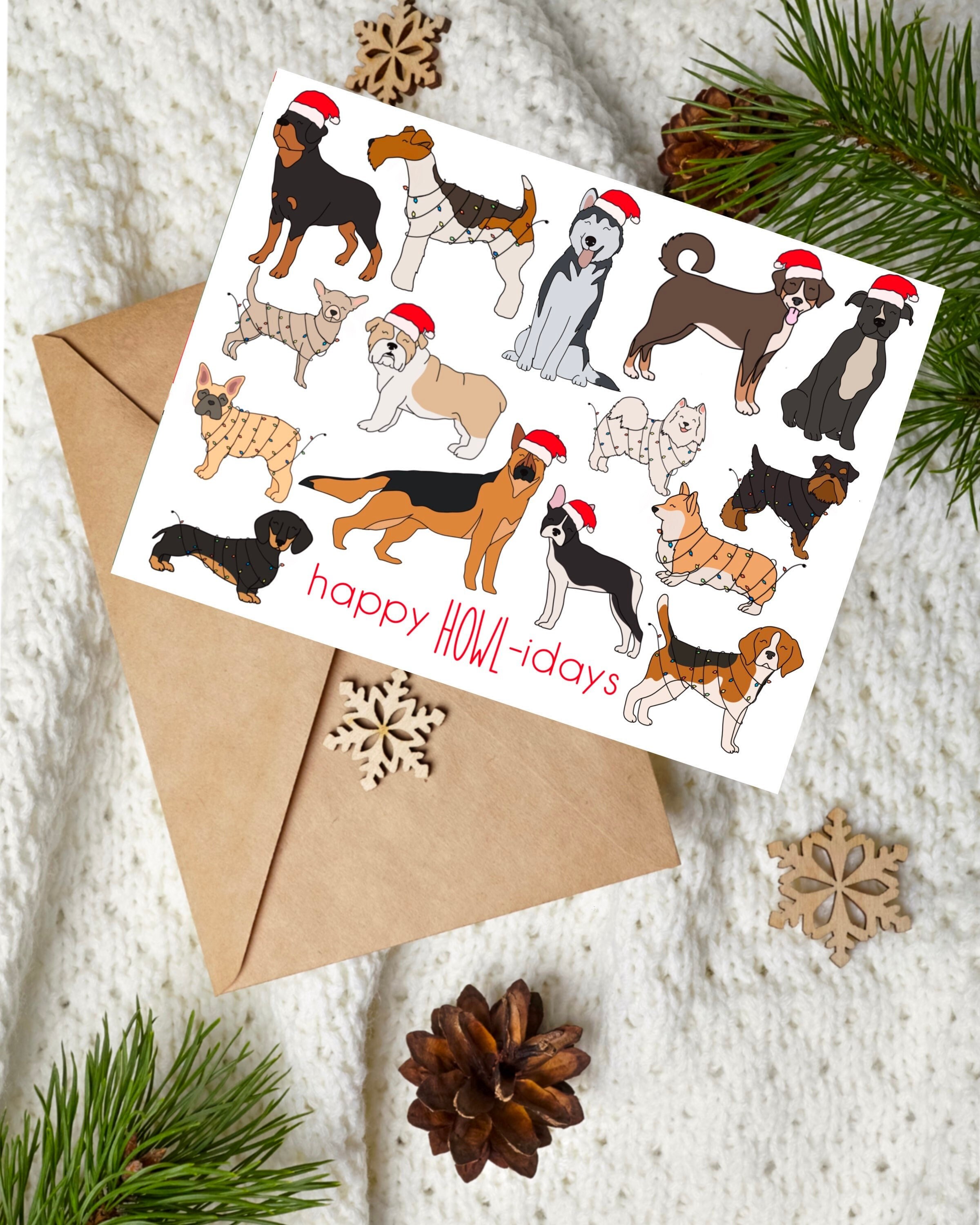 Christmas Dog Stickers , Best Friend , Breeds , Holiday , Gift
