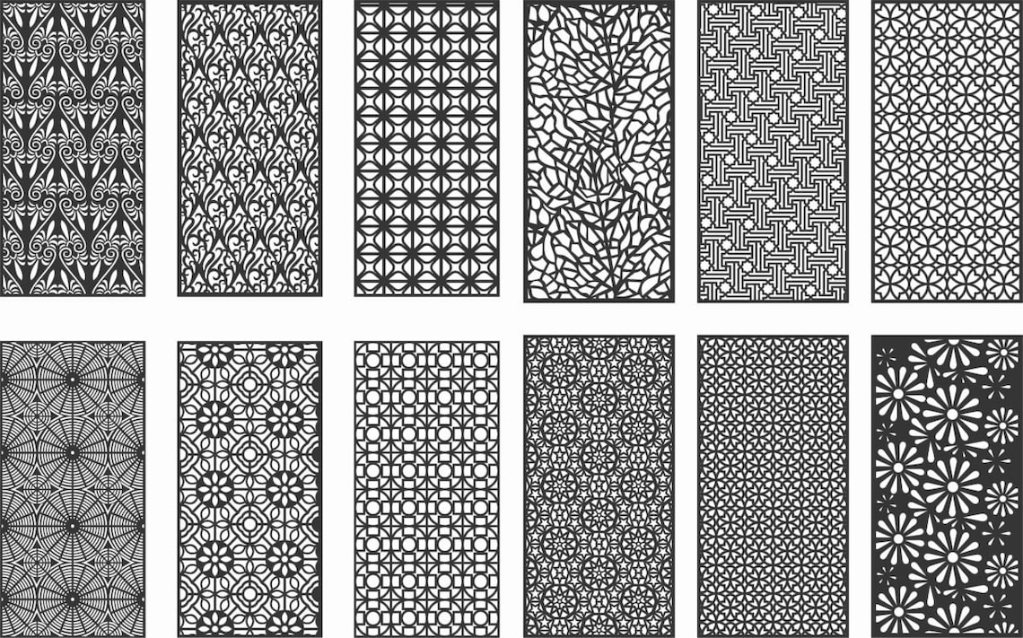 12 dxf Geometric Pattern Panel Templates dxf eps ai svgFile | Etsy
