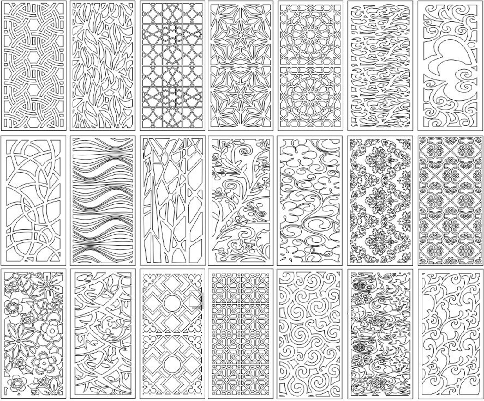 328 geometrische Muster Panel Vorlagen dxf zum Schneiden cnc | Etsy