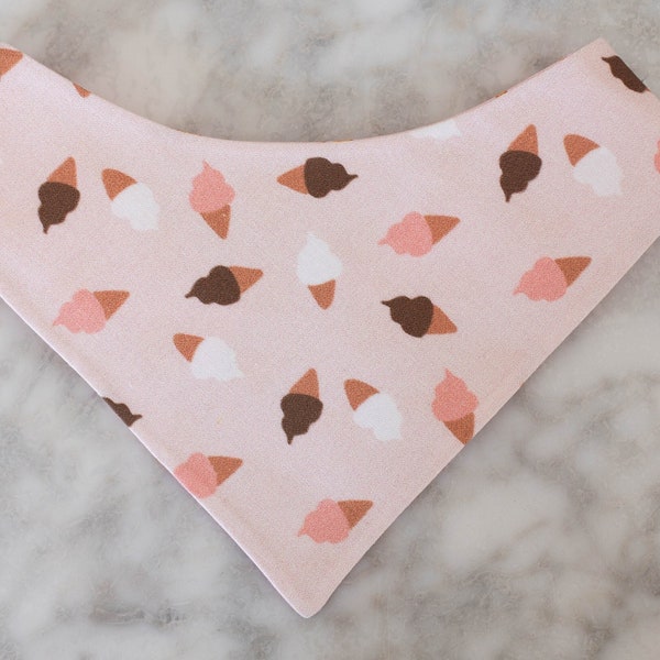 Bandana crème glacée pour chien - Écharpe pour animaux de compagnie pour gourmets - Réversible - Bouton pression - Plusieurs tailles