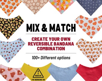 MIX & MATCH Reversible Dog Bandana - Personalized Dog bandana - Create your own dog Bandana - Easy Snap on custom dog bandana - Dog mom gift