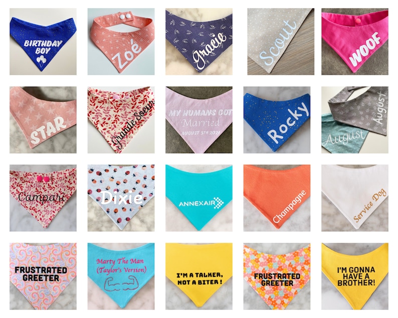 Custom Dog Bandana Vinyl Personalization - Service Dog, Pet Name, Pregnancy Announcement, Wedding, Birthday, Emotional Support, Logo image 6