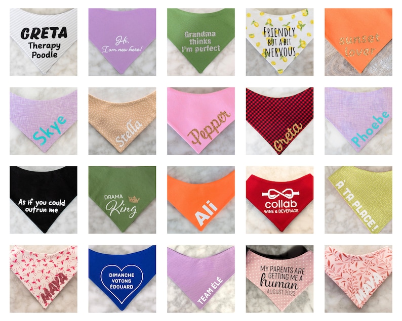 Custom Dog Bandana Vinyl Personalization - Service Dog, Pet Name, Pregnancy Announcement, Wedding, Birthday, Emotional Support, Logo image 5