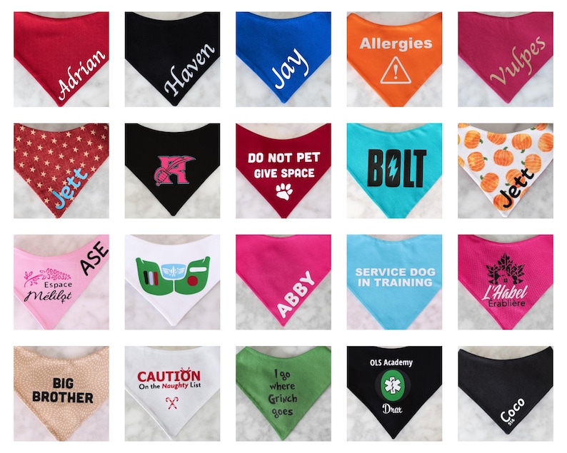 Custom Dog Bandana Vinyl Personalization - Service Dog, Pet Name, Pregnancy Announcement, Wedding, Birthday, Emotional Support, Logo image 8