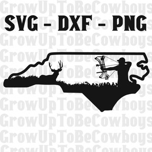 North Carolina Hirsch Jäger SVG DXF PNG | Bogenschießen Bogenjagd Svg | Bogenschießen Svg | Bogen und Pfeil Svg | Jagd Svg | Bogenschütze und Hirsch