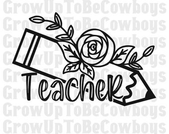 Floral professeur SVG | Lime fleurie coupée au crayon (usage commercial)