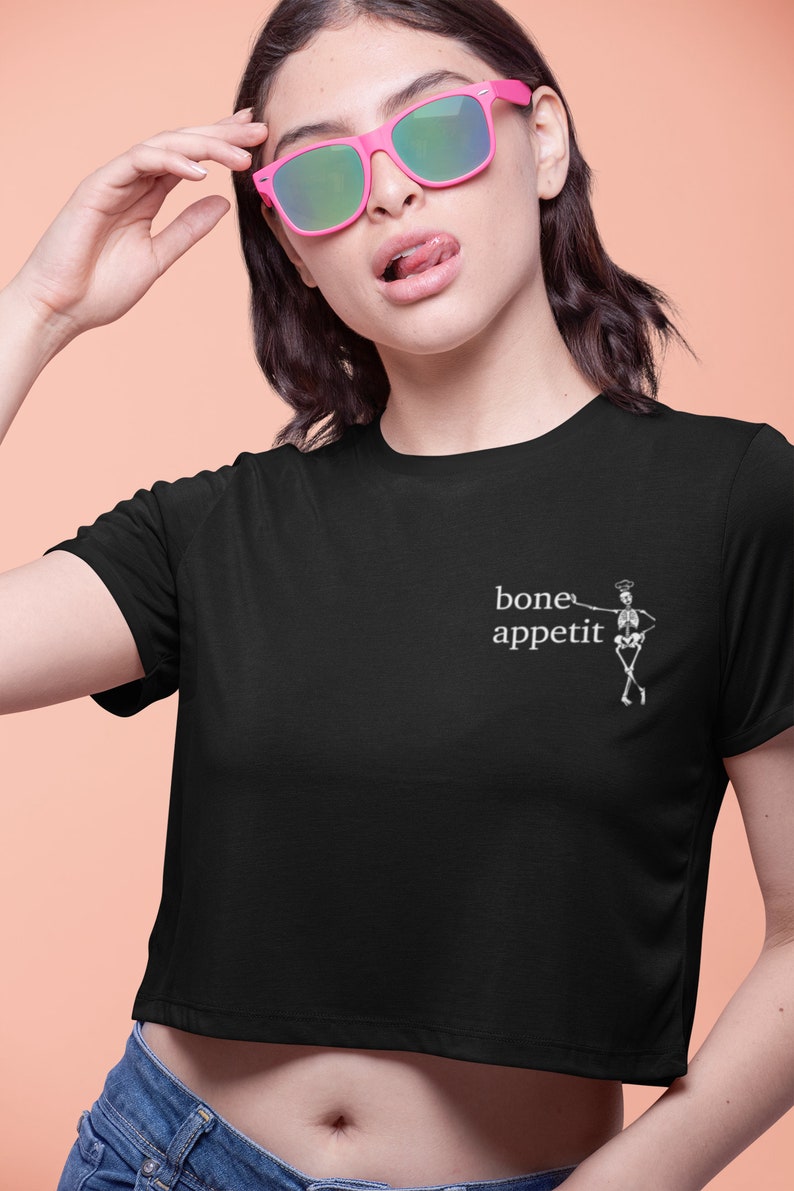 Bone Appetit Embroidered Flowy Crop Tee image 2