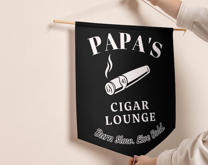 Custom Cigar Lounge Banner – Personalized Name (Up to 7 Letters) – Four John’s Apparel
