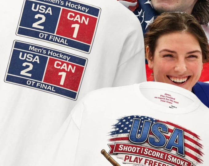 USA Hockey Gold Medal Champions Shirt – Shoot Score Smoke Play Freebird Tee