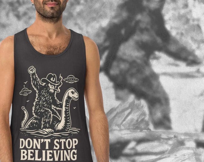 Bigfoot Nessie UFO Tank Top: Vintage Cryptid Graphic Tee