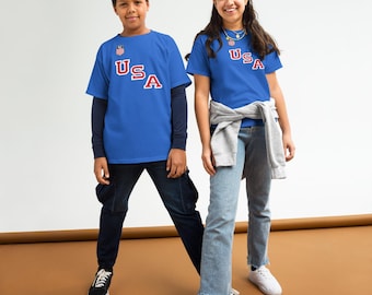 USA Hockey Double Gold Youth Shirt – OT Score Final vs Canada – Team USA Hockey Tee