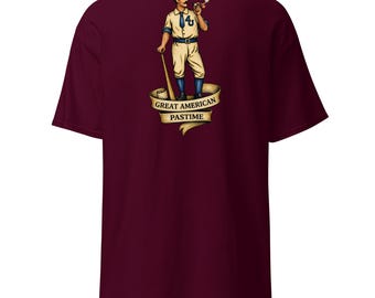 Great American Pastime Tee | Vintage Baseball Cigar Shirt | Four John’s Apparel | Old School Tattoo Style Graphic Tee