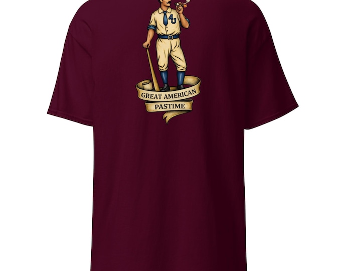 Great American Pastime Tee | Vintage Baseball Cigar Shirt | Four John’s Apparel | Old School Tattoo Style Graphic Tee