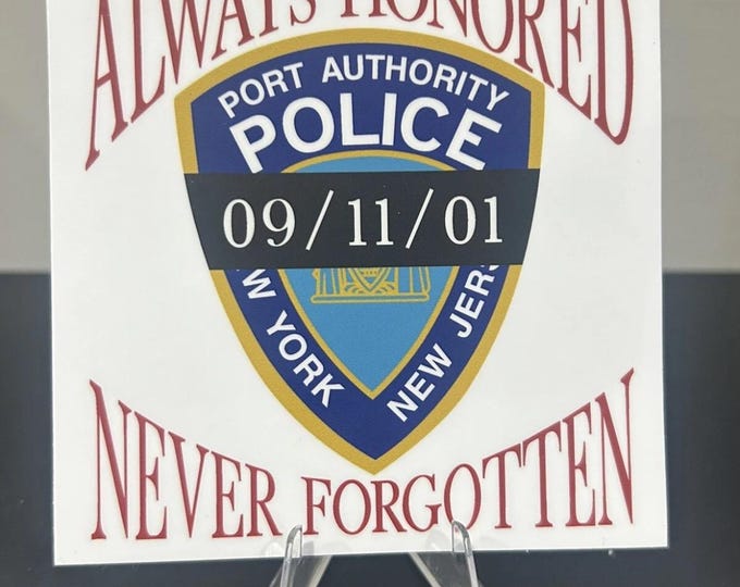 9/11 Memorial Sticker: PAPD Tribute Decal - Never Forgotten