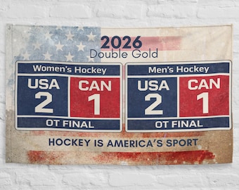 2026 Double Gold USA Hockey Banner – Men's & Women's Championship Score Flag