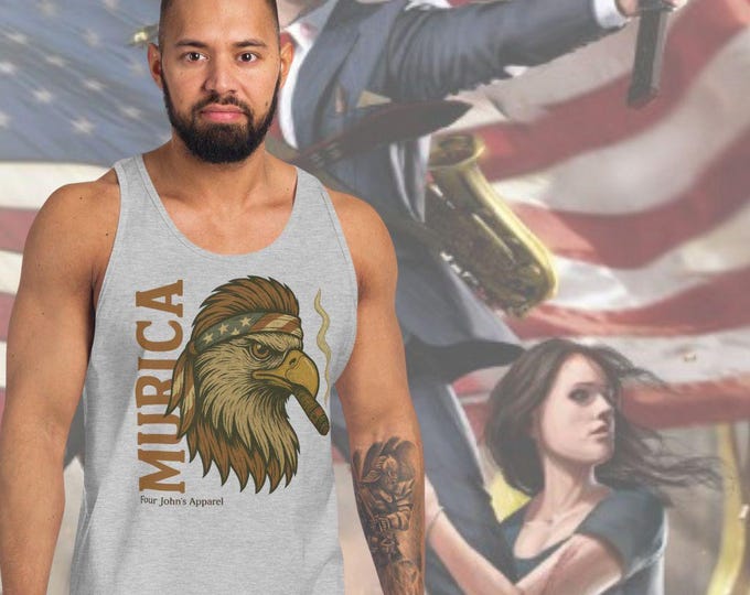 Murican Eagle Cigar Tank | Patriotic Mens Graphic Tank