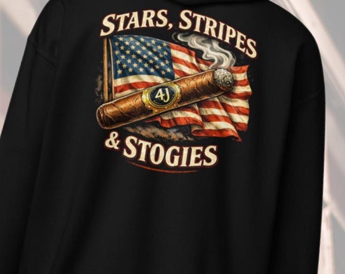 Stars, Stripes & Stogies – Patriotic Cigar Zip Hoodie | Veteran Owned | Four John’s Apparel