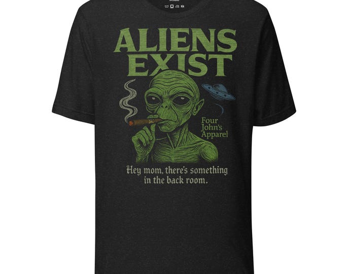 Aliens Exist Cigar Smoking Alien T-Shirt | Blink 182 Inspired Pop Punk UFO Tee
