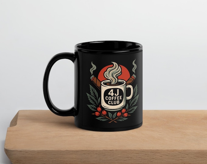 4J Coffee Club Mug | Cigar & Coffee Ceramic Mug | Four John’s Apparel
