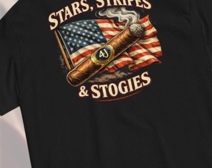 Stars, Stripes & Stogies – Patriotic Cigar T-Shirt | Veteran Owned | Four John’s Apparel
