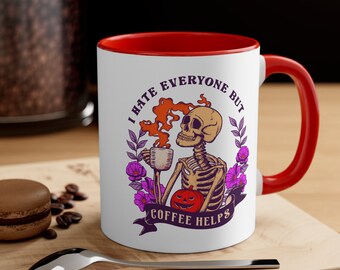 Halloween Spooky Mug, Spooky Season Gift, Autumn Ceramic Mug, Decor Gift, Seasonal Coffee Mug, Skeleton Mug, Coffee gift mug, Halloween Gift