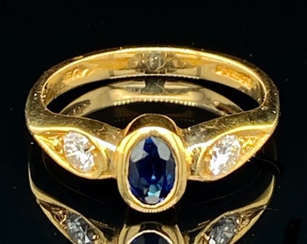18ct Gold Saphir und Diamant-Ring