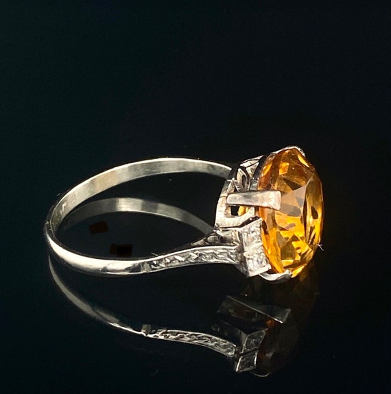 Art Deco Citrine and Diamond Ring - image 4