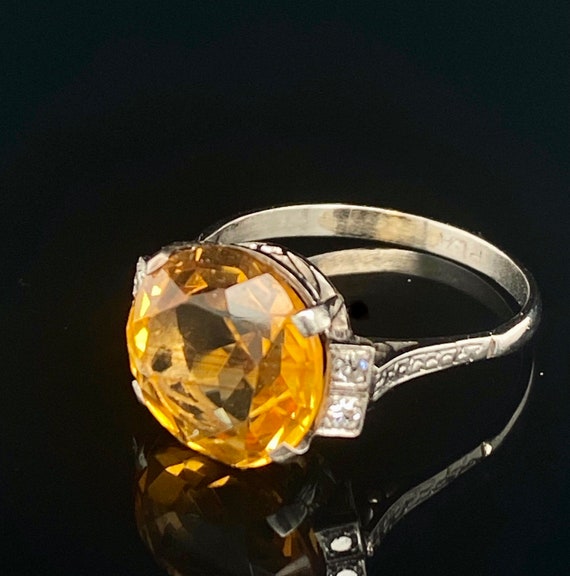 Art Deco Citrine and Diamond Ring - image 1