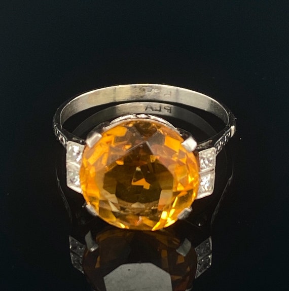 Art Deco Citrine and Diamond Ring - image 3