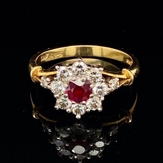 18ct Ruby and Diamond Cluster Ring - image 1