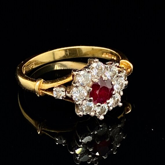 18ct Ruby and Diamond Cluster Ring - image 4