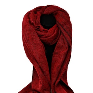 Crimson Alpaca Shawl Handmade | Large Rose Red Scarf | Mothers Day Gift | Gift For Her