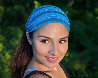 Boho Headband | Valentine's Day Gift | Hippie Headband | Dreadlocks | Yoga Headband for Women | Mens Headbands| Cyan Blue Headwrap