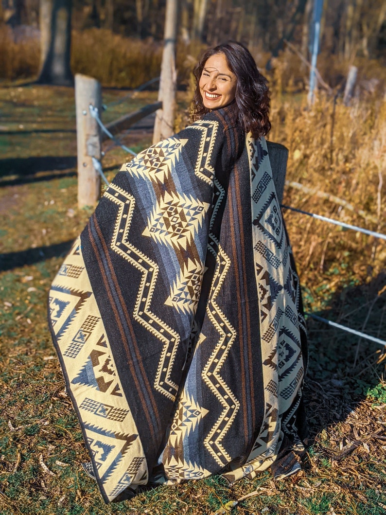 Native Alpaca Blanket Queen Size Fall Tribal Geometrical Etsy